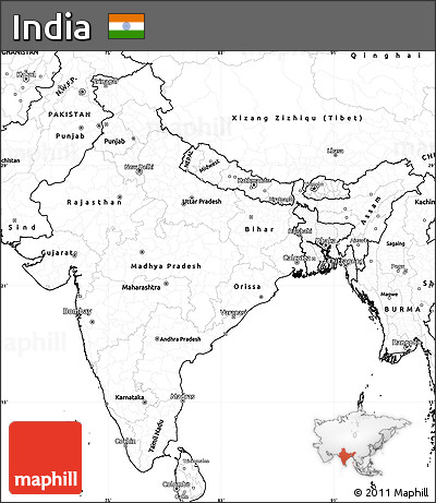 Blank Simple Map of India