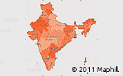 Political Shades Simple Map of India, cropped outside