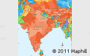 Political Shades Simple Map of India, political outside