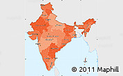 Political Shades Simple Map of India, single color outside