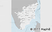 Gray 3D Map of Tamil Nadu, single color outside