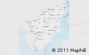 Silver Style 3D Map of Tamil Nadu, single color outside