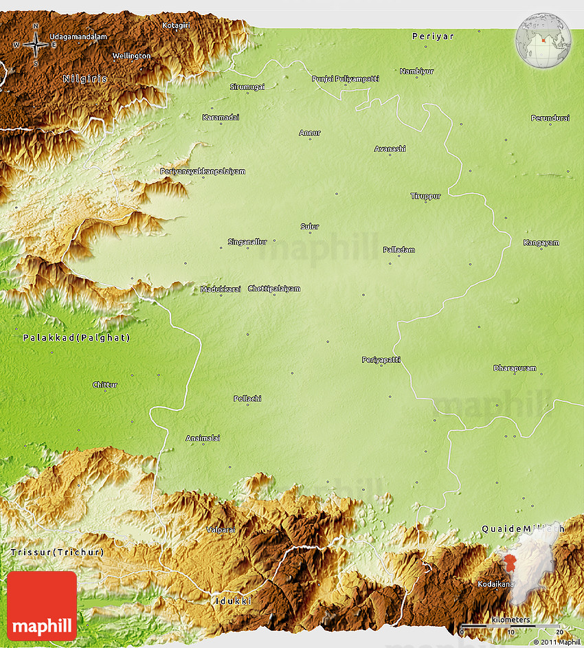 Physical 3D Map of Coimbatore