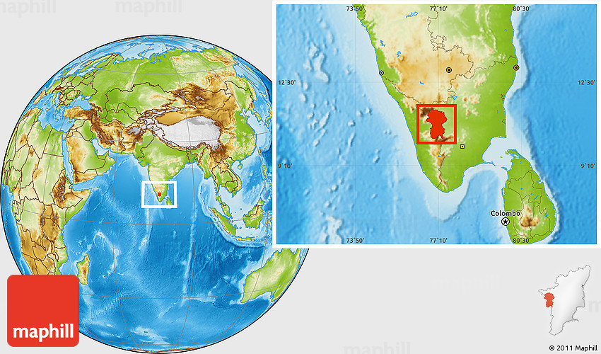 Physical Location Map of Coimbatore