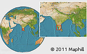 Satellite Location Map of Coimbatore, within the entire country