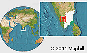 Satellite Location Map of Coimbatore, highlighted parent region