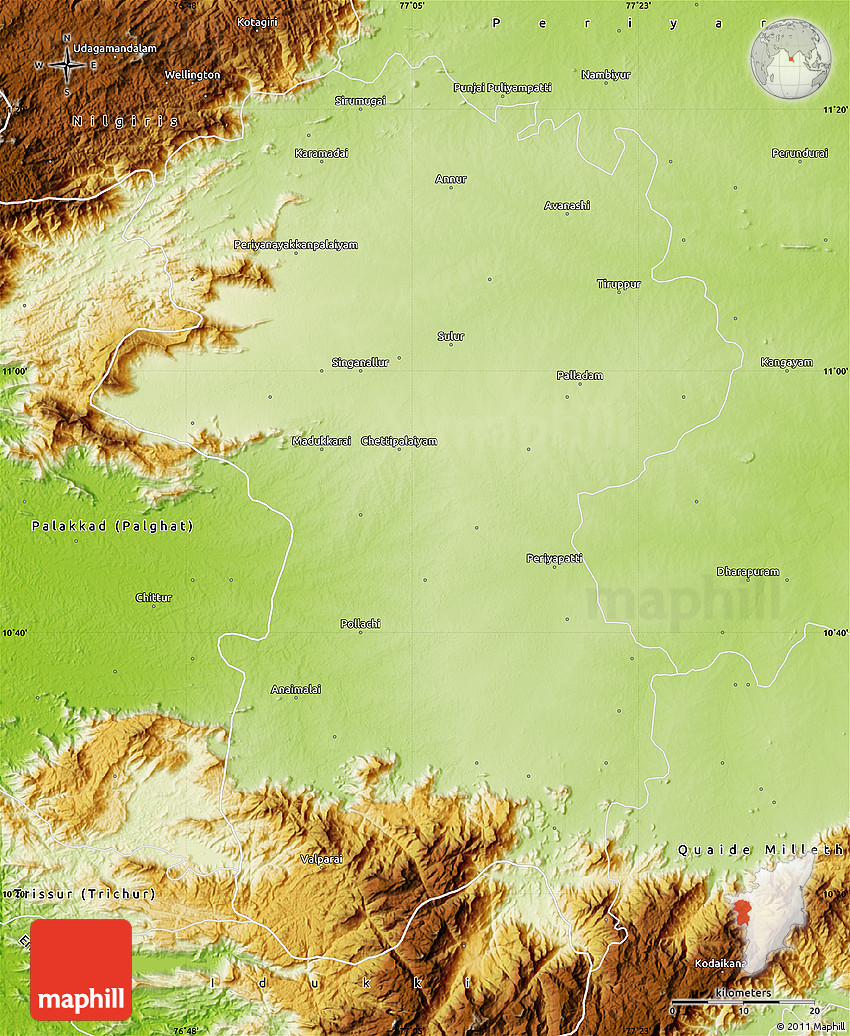 Physical Map of Coimbatore