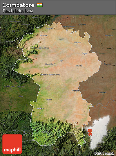 Satellite Map of Coimbatore, darken