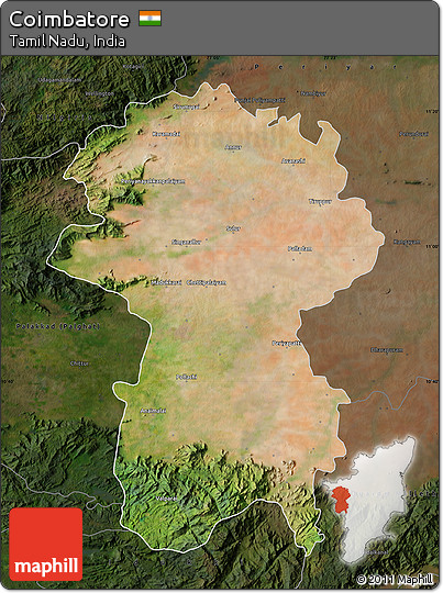 Satellite Map of Coimbatore, darken