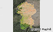 Satellite Map of Coimbatore, darken, semi-desaturated