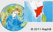 Physical Location Map of Tamil Nadu, highlighted country