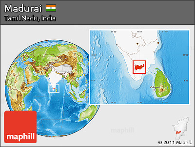Physical Location Map of Madurai, highlighted country