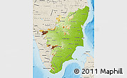 Physical Map of Tamil Nadu, shaded relief outside