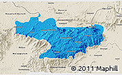 Political 3D Map of Nilgiris, shaded relief outside
