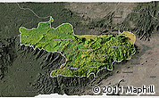 Satellite 3D Map of Nilgiris, darken, semi-desaturated