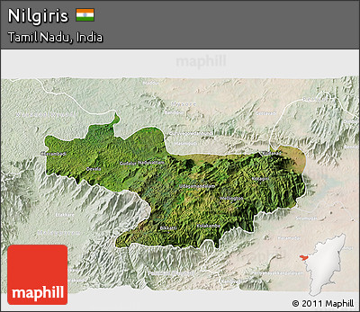 Satellite 3D Map of Nilgiris, lighten