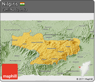Savanna Style 3D Map of Nilgiris