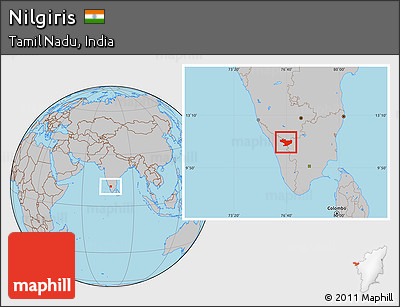Gray Location Map of Nilgiris