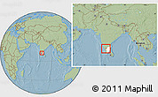 Savanna Style Location Map of Nilgiris, highlighted parent region, within the entire country, hill shading