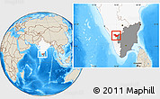 Shaded Relief Location Map of Nilgiris, highlighted country, highlighted parent region