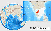 Shaded Relief Location Map of Nilgiris, highlighted parent region