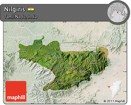 Satellite Map of Nilgiris, lighten
