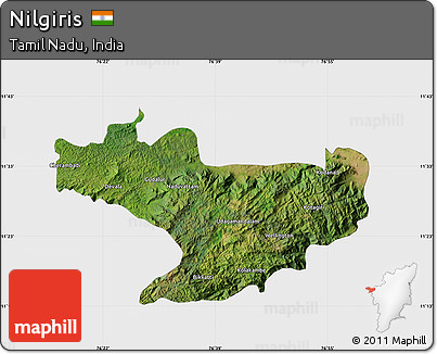 Satellite Map of Nilgiris, single color outside