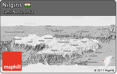Gray Panoramic Map of Nilgiris