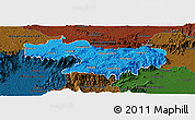 Political Panoramic Map of Nilgiris, darken