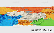 Shaded Relief Panoramic Map of Nilgiris, political outside
