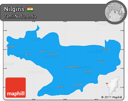 Political Simple Map of Nilgiris, single color outside