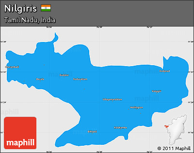 Political Simple Map of Nilgiris, single color outside