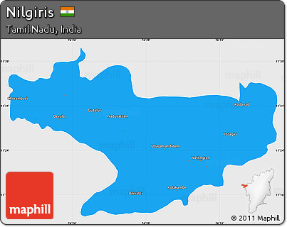 Political Simple Map of Nilgiris, single color outside
