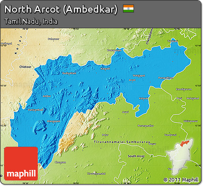 Political Map of North Arcot (Ambedkar), physical outside