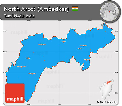 Arcot In Tamil Nadu Map Free Political Simple Map Of North Arcot (Ambedkar), Cropped Outside