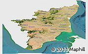 Satellite Panoramic Map of Tamil Nadu, single color outside