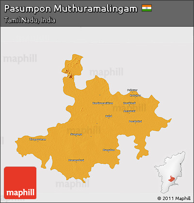 Political 3D Map of Pasumpon Muthuramalingam, cropped outside