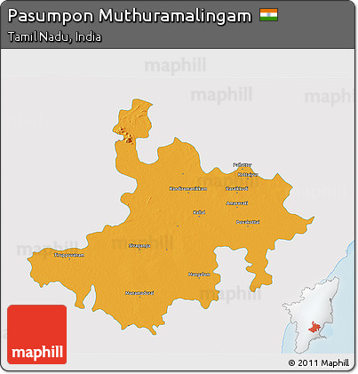 Political 3D Map of Pasumpon Muthuramalingam, single color outside