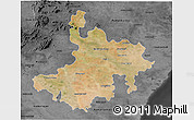 Satellite 3D Map of Pasumpon Muthuramalingam, darken, desaturated