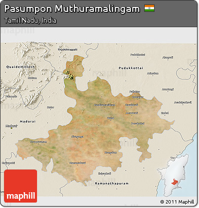 Satellite 3D Map of Pasumpon Muthuramalingam, shaded relief outside