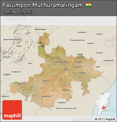 Satellite 3D Map of Pasumpon Muthuramalingam, shaded relief outside