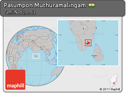 Gray Location Map of Pasumpon Muthuramalingam