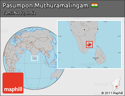 Gray Location Map of Pasumpon Muthuramalingam