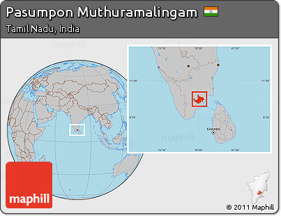 Gray Location Map of Pasumpon Muthuramalingam