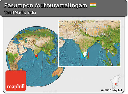 Satellite Location Map of Pasumpon Muthuramalingam, highlighted parent region, within the entire country