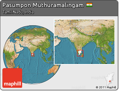 Satellite Location Map of Pasumpon Muthuramalingam, highlighted parent region, within the entire country