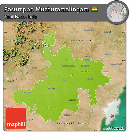 Physical Map of Pasumpon Muthuramalingam, satellite outside