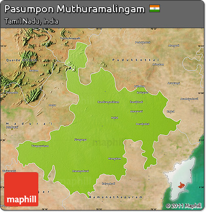 Physical Map of Pasumpon Muthuramalingam, satellite outside