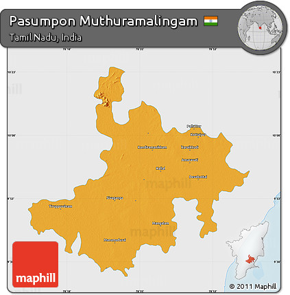 Political Map of Pasumpon Muthuramalingam, single color outside