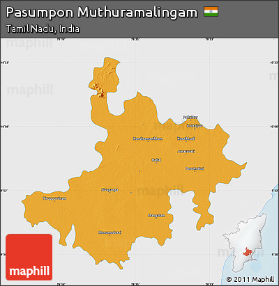 Political Map of Pasumpon Muthuramalingam, single color outside